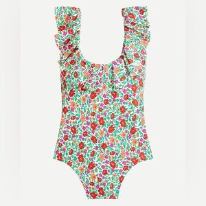 J. Crew Ruffle scoopback one-piece in storybook floral Size 12 EUC